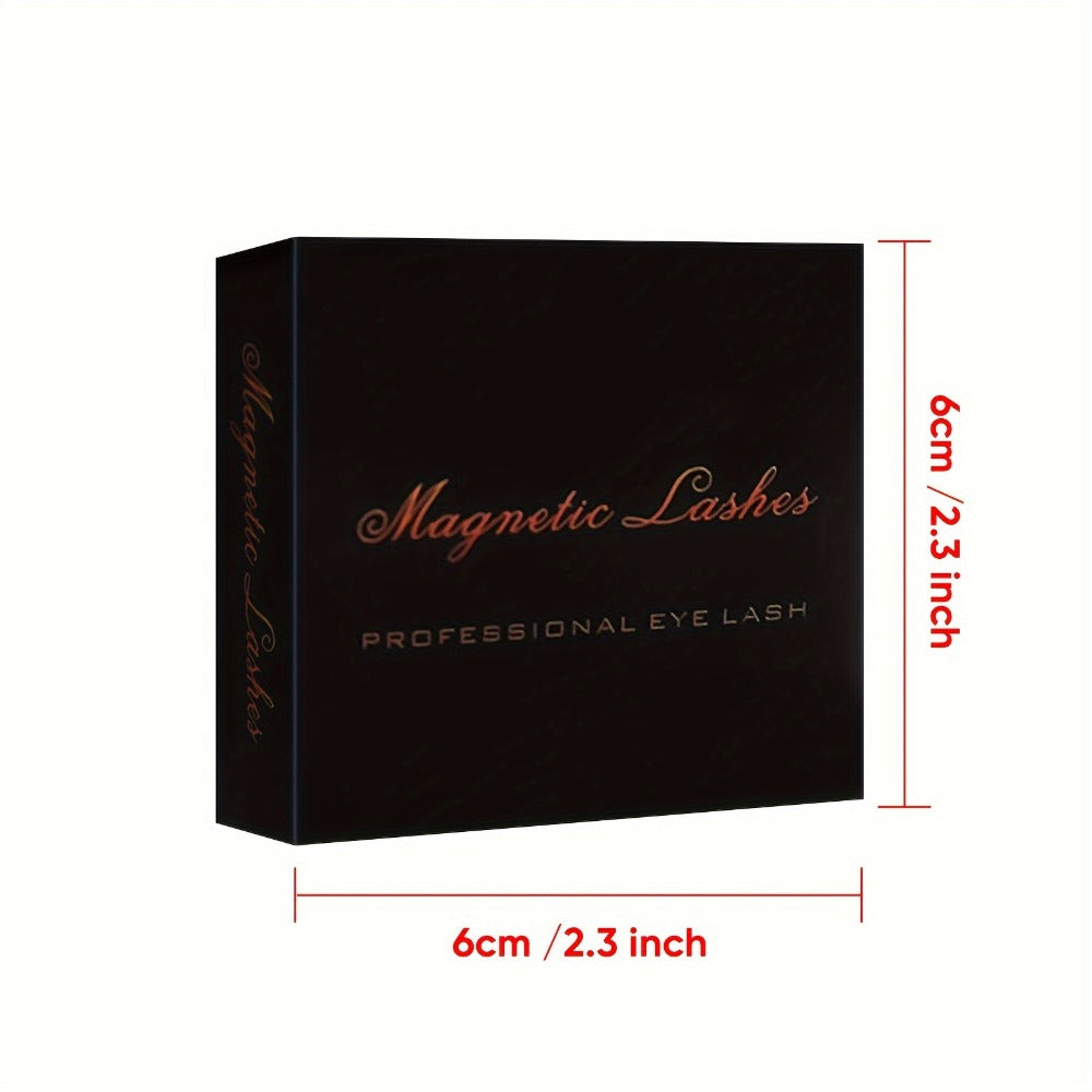 8pcs Natural Glue-3D False Eyelashes(One Box)- Reusable Double Magnetic False Eyelashes Set with Clips, Reusable, Waterproof, Glue, Easy to Wear, Women