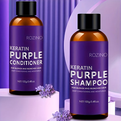 Purple Shampoo and Conditioner Set 2pcs - Toning, Deep Cleansing & Moisturizing for Blonde, Silver & All Hair Types | Strengthens Hair, Prevents Breakage & Split Ends