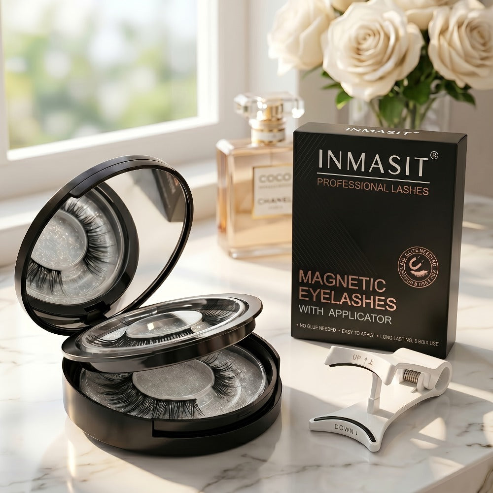 Local Repository Magnetic Eyelashes - Magnetic False Eyelashes Set, Glue-Free, Black/Pink Options with Applicator, Reusable & Waterproof Cat Eye Style, Ideal for Daily Wear/Parties/Valentine's Day Gifts, Must-Have for Women's Makeup