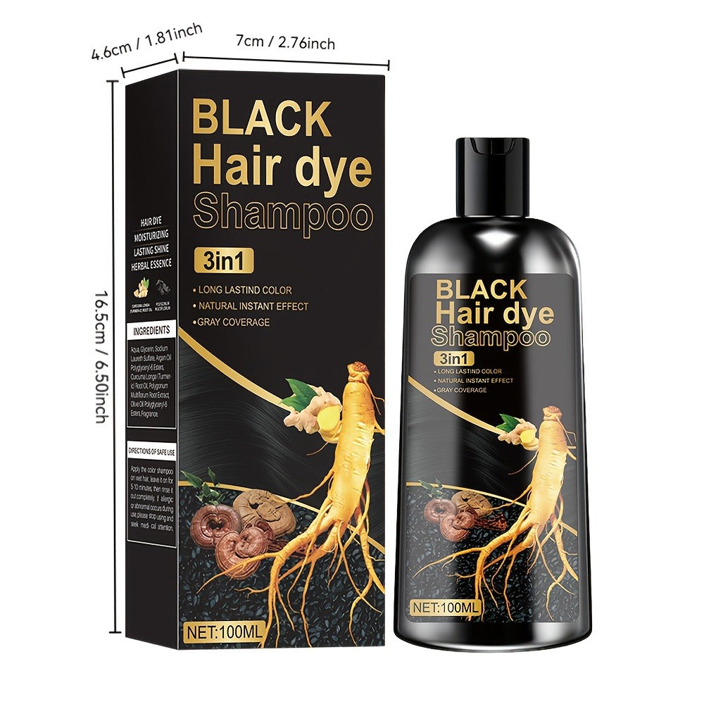Natural Plant Extract Hair Coloring Shampoo 3.38oz | Deep Moisturizing Long-Lasting Color | Scalp-Safe Gray Coverage for Men & Women | Black Brown Chestnut