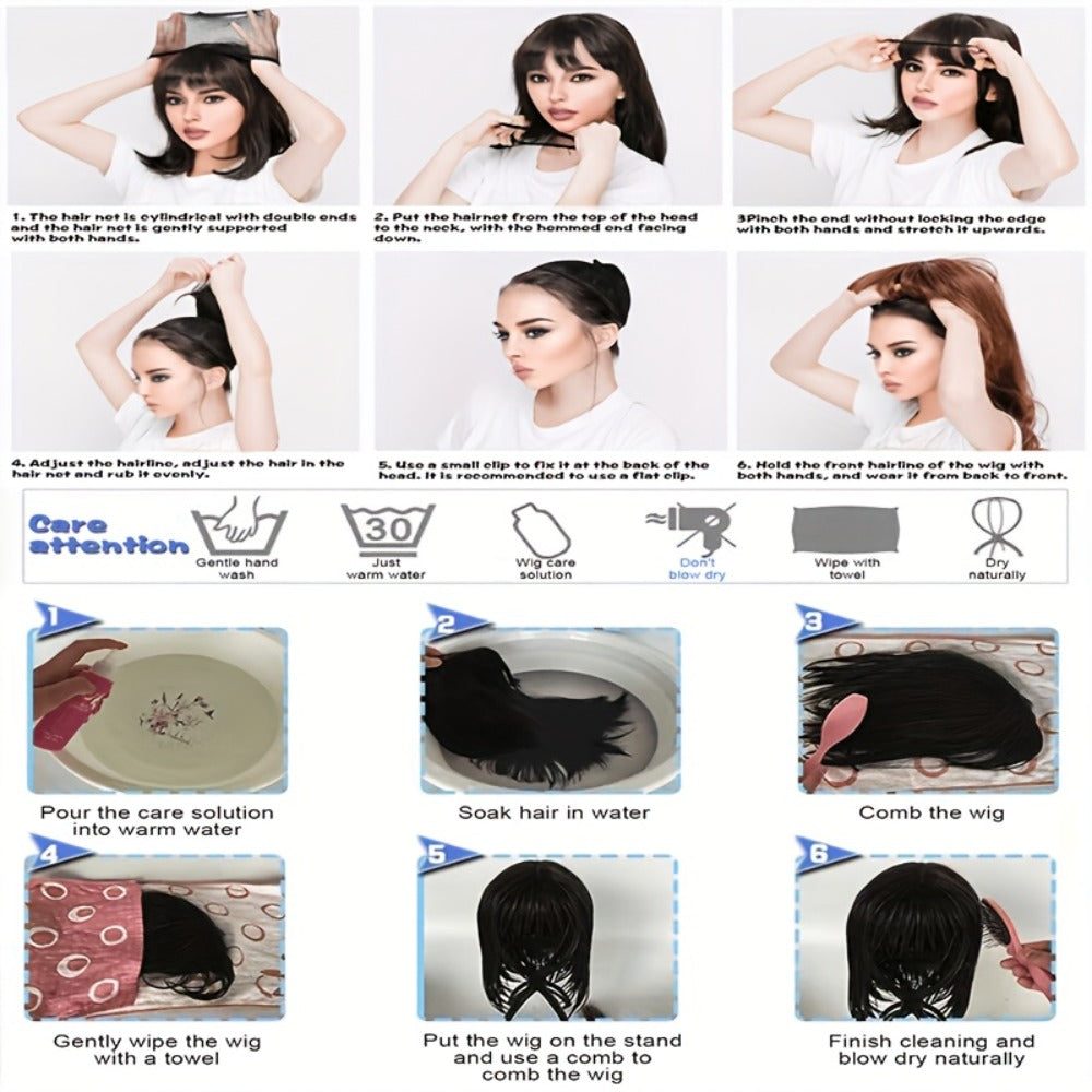 12-inch Light Brown Bangs Ladies Wig-daily Wear And Party Animation Role-playing Wig