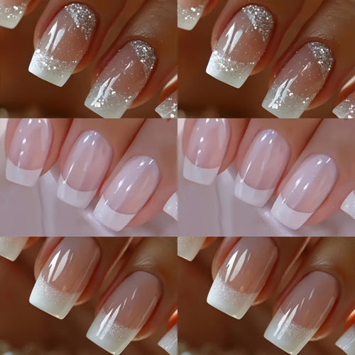 Press On Nails 72 Pieces 3 Boxes - Classic Elegant Glossy Fake Nails for Women | Extendable Detachable Full Cover False Nails Set, Easy Application Nail Accessory Kit for Daily & Special Occasions