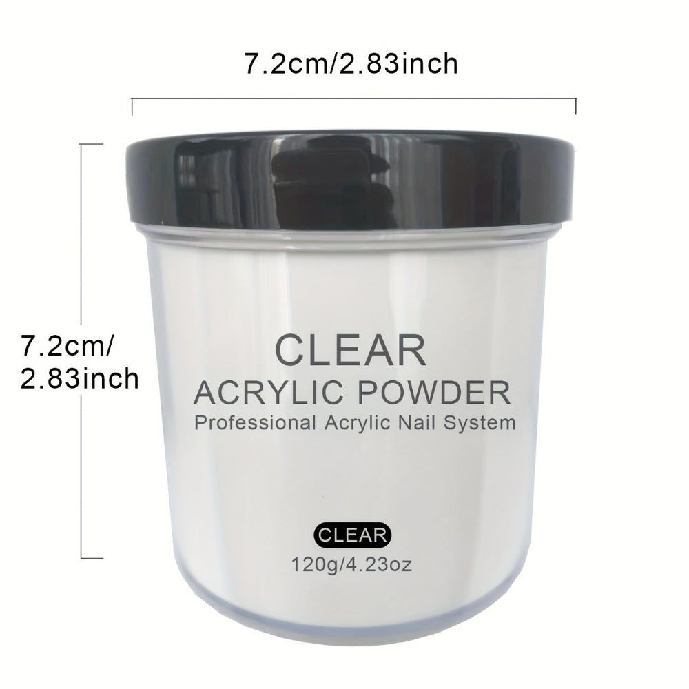 4oz Professional Transparent/Pink/White/Nude Beige Acrylic Nail Powder Suitable for Acrylic Nail Extensions & 3D Nail Art, No Lamp Required Polymer Powder for DIY Nail, Suitable for Nail Sculpting, Polishable for - Use