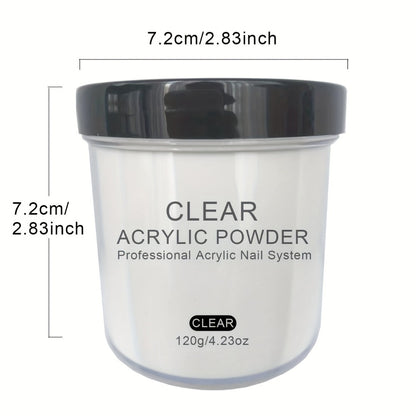 Acrylic Nail Powder 4oz - Professional Clear Pink White Nude Polymer Powder for Nail Extensions 3D Nail Art Sculpting DIY No Lamp Required