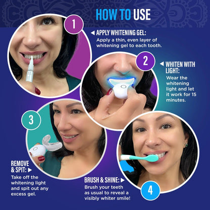 Teeth Whitening Kit with LED Light — Wireless 16-LED Blue Light, Whitening Gel Pen, 40 Treatments, Removes Coffee & Food Stains for a Brighter Smile at Home