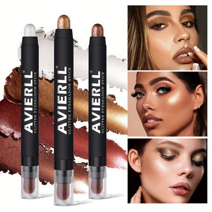 Eyeshadow Stick Set 8PCS Waterproof Long-Lasting - Shimmer, Pearlescent & Matte Eye Shadow Pencil for Smoky, Natural & Glitter Looks, Blendable Creamy Formula, Gift for Her