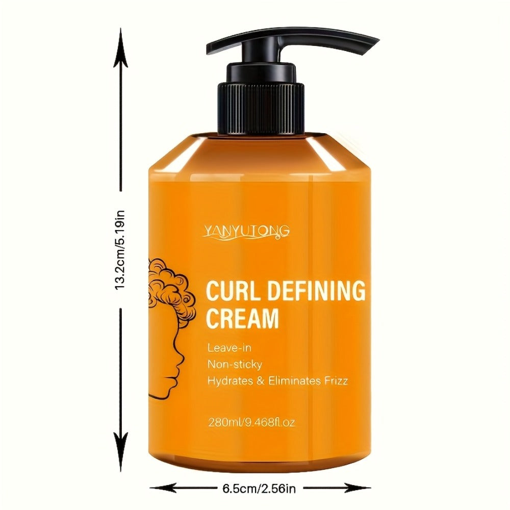 Curly Hair Styling Cream with Moroccan Argan Oil - Moisturizing Curl Definer for Wavy, Coily & Latin Curls, Long-Lasting Volume, Frizz Control, 280ml