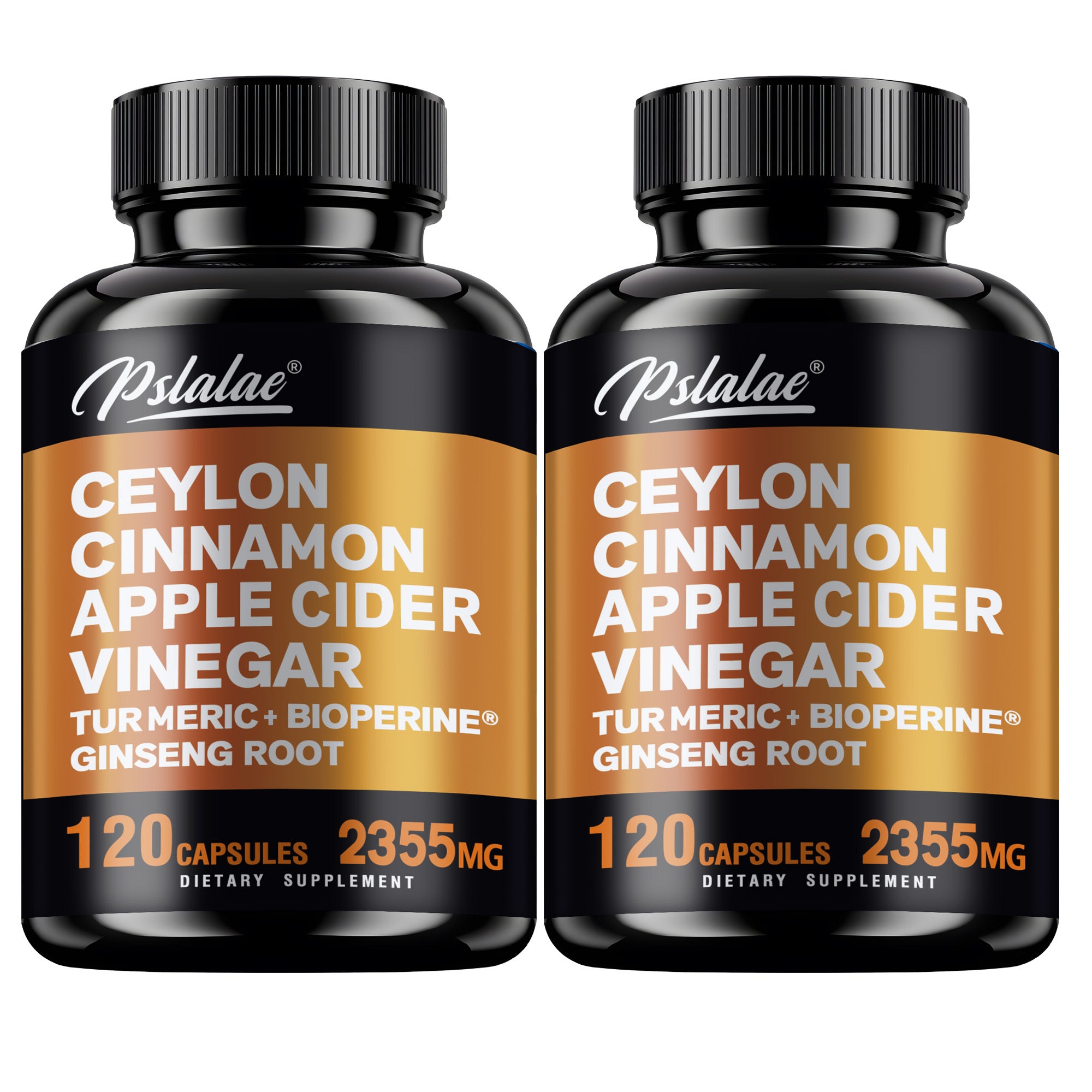 Ceylon Cinnamon - Apple Cider Vinegar, Turmeric, Bioperine, Ginseng Supplement, Supports Overall Health - 120pcs