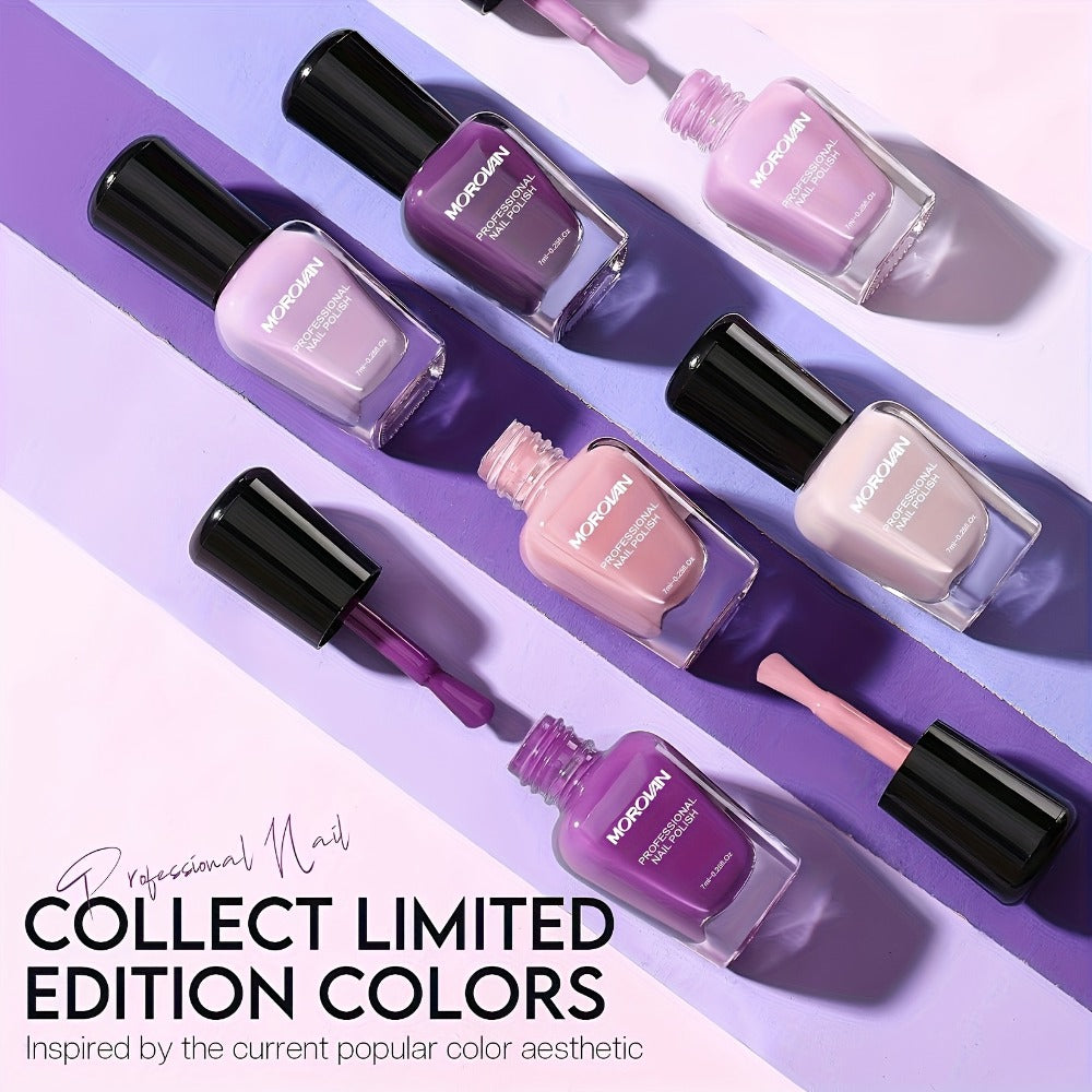 Morovan 6pcs Nail Polish Set, No Bake Quick Drying Durable Nail Polish, Suitable for Salon DIY, Lilac Purple Nude Pink Quick Dry Nail Polish Kit, Durable Nail And Toenail Polish for Women And.