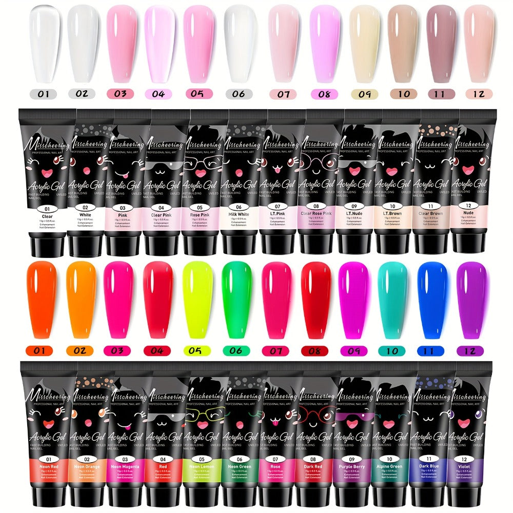 Polymerization Extension Gel Nail Art Kit, 12pcs Professional Semi-Permanent Resin Art Kit, - for 3D Modeling Gel Nail Strengthener - Long Lasting Supply, for Basic Polymerization Gel Nail Art Tools, Nail Art Design Beginner Kit