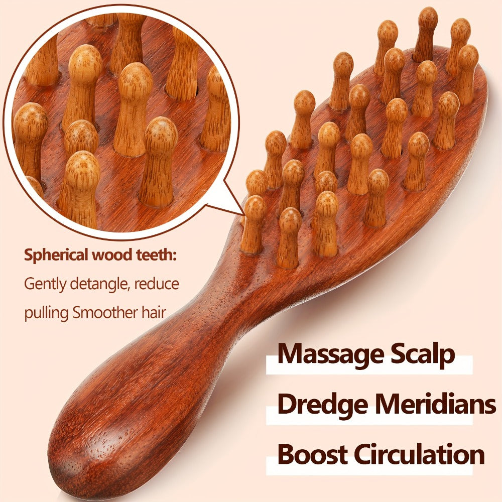Goiple Wooden Loc Comb&Comfortable Scraping Massage Tools Ergonomic Wide Tooth Comb for Dreads, Detangling & Massage Hair Styling Tool for Curly Hair, Locs, Twists And Braids, Styling Tool for Men, Women, Suitable for All Hairstyles, Braid Hair Brush