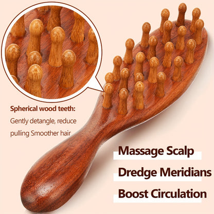 Wide Tooth Comb Wooden Loc Comb 2 Pcs Sandalwood Handle Ergonomic Detangling Comb for Dreads Curly Hair Locs Twists Braids Scalp Massage Styling Tool for Men Women All Hair Types