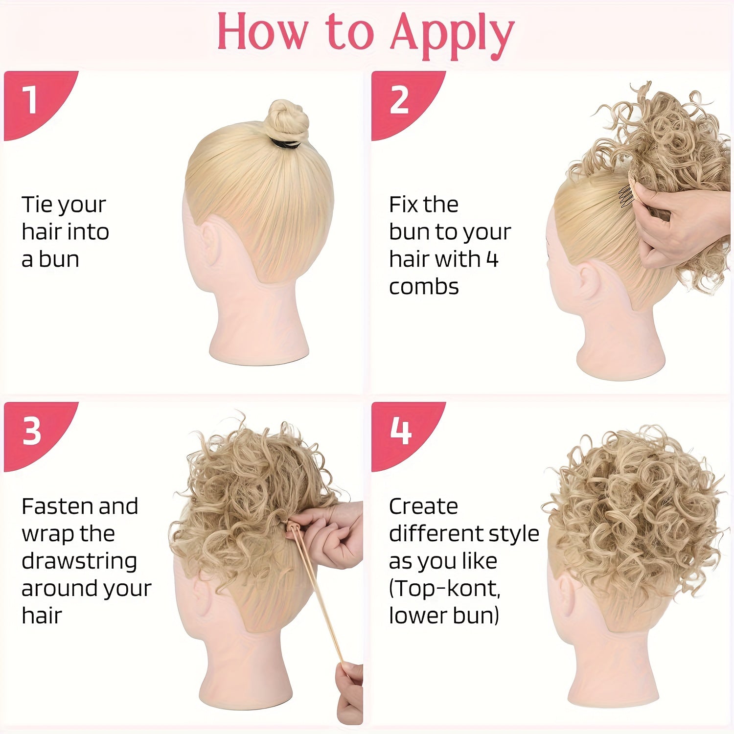 FESHFEN Messy Bun Short Curly Ponytail Extension with Elastic Drawstring, Loose Hair Bun Pieces for Women with Thinning Hair, Made from High-Temperature Synthetic Fiber, Weighing 80G