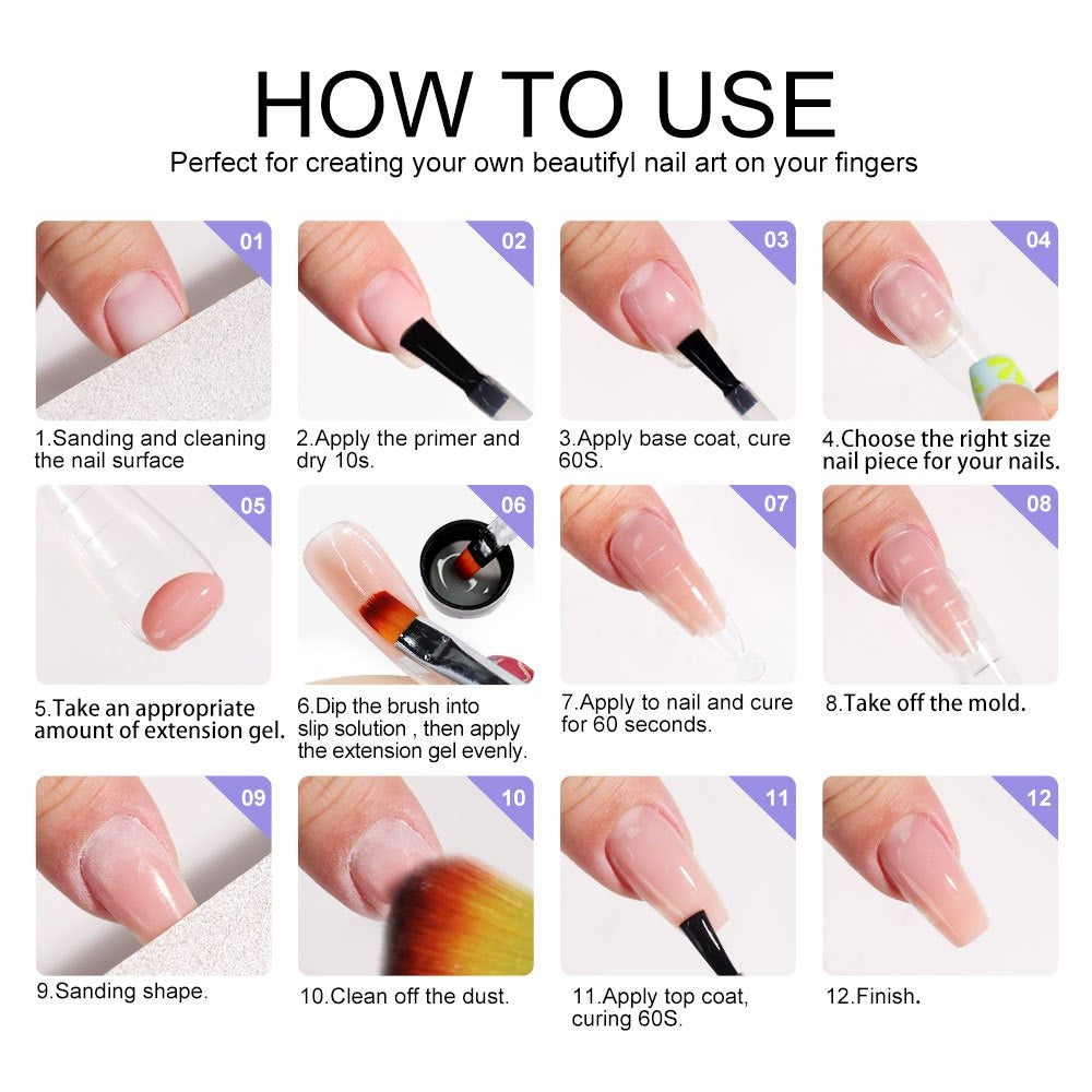 New Year 12 Colors Gel Nail Polish Kit with Nail Lamp Electric Nail Drill, 4 Colors Poly Extension Gel Nail, Nail Cutter, Nail Glitter, Top Coat Base Coat, Nail Art Design Gel Kit Valentine's Day Gift
