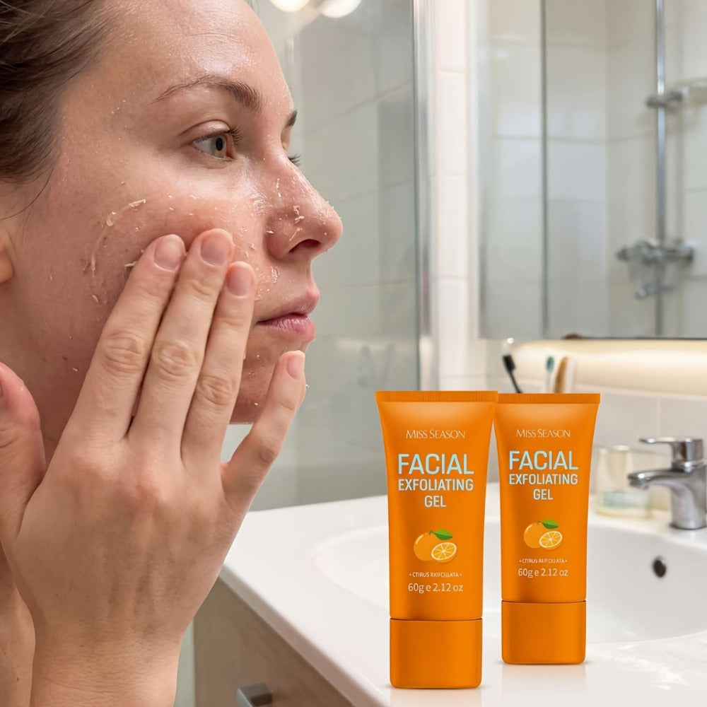 2-pack Facial Exfoliating Gel, Orange Face Exfoliator Facial Scrub, Gentle Exfoliation Deep Pore Cleansing, Moisturizing Boosts Radiance Smoothing Skin, Hypoallergenic For All Skin Types Face & Body Daily Use Gifts