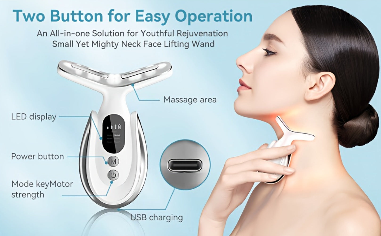 7-In-1 Multifunctional Neck And Facial Massager with LED Lights - Rechargeable, USB Charging, Lithium Battery Gift for Mom on Mother'S Day