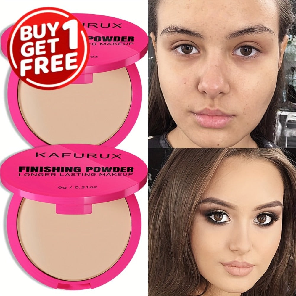 Pressed Powder Foundation 2PCS Set – Lightweight, Waterproof & Sweatproof Concealer Makeup, Non-Sticky Non-Drying Formula, Long-Lasting Coverage for All Skin Types, 5 Shades