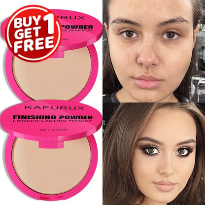 Pressed Powder Foundation 2PCS Set – Lightweight, Waterproof & Sweatproof Concealer Makeup, Non-Sticky Non-Drying Formula, Long-Lasting Coverage for All Skin Types, 5 Shades