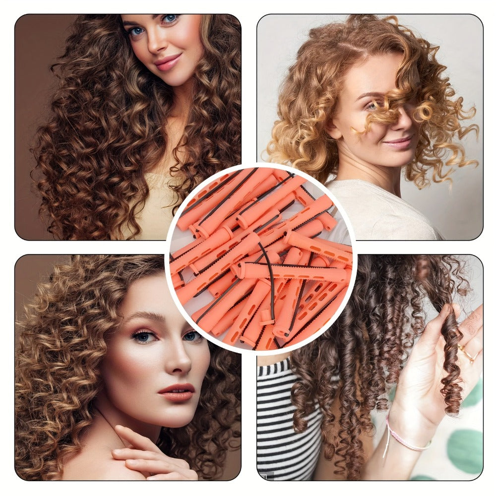 50pcs Heatless Flexible Hair Rollers, Soft Hair Curlers Rods, Hair Curling Roller with Comb for DIY Hairdressing Styling