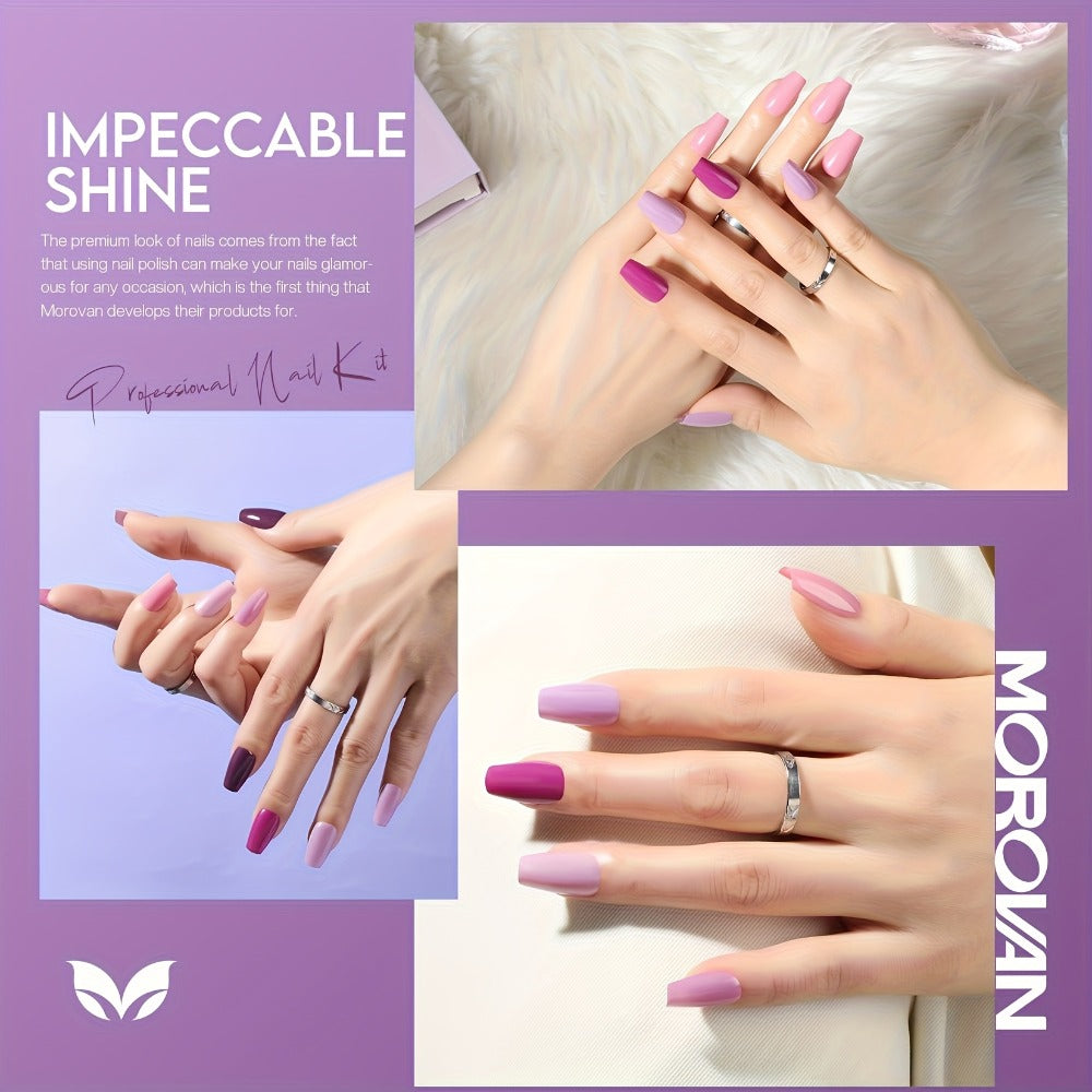 Morovan Nail Polish Set Fingernail: Lilac Purple Nude Pink Quick Dry Nail Polish Kit Lavender Violets Regular Nail Polish Bulk 0.25oz Finger Nail Polish Pack Classy Nail Polish Gifts for Women