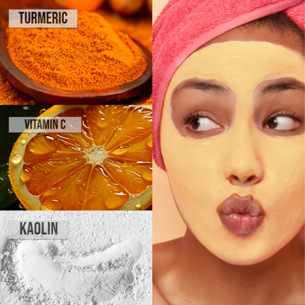 Turmeric Vitamin C Clay Facial Mask 1pc, Deep Cleansing Skin Care Mask for Autumn & Winter, Rich In Kaolin & Aloe for Moisturizing, Brighten Skin, Christmas & Halloween Gifts, Korean Skincare Product, Improve The Look Of