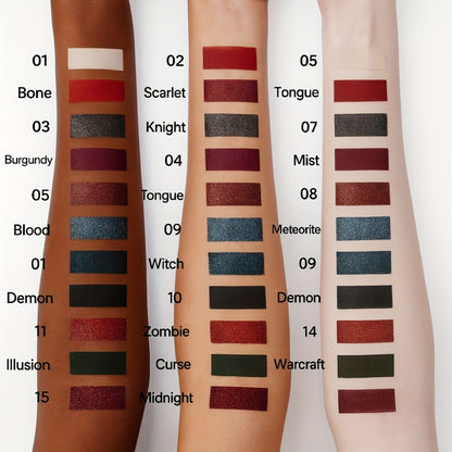 Gothic Eyeshadow Palette 15 Colors - Matte Shimmer Glitter Pigmented Dark Tones, Long-Lasting Dramatic Makeup for Cosplay, Party, Stage & Roleplay