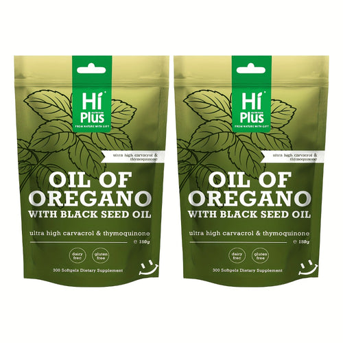 Oregano Oil & Black Seed Oil Softgels — 2-in-1 Immune Support Formula | 4x Strength Carvacrol 200mg | Plant-Based Antioxidant & Antimicrobial | 300 Capsules