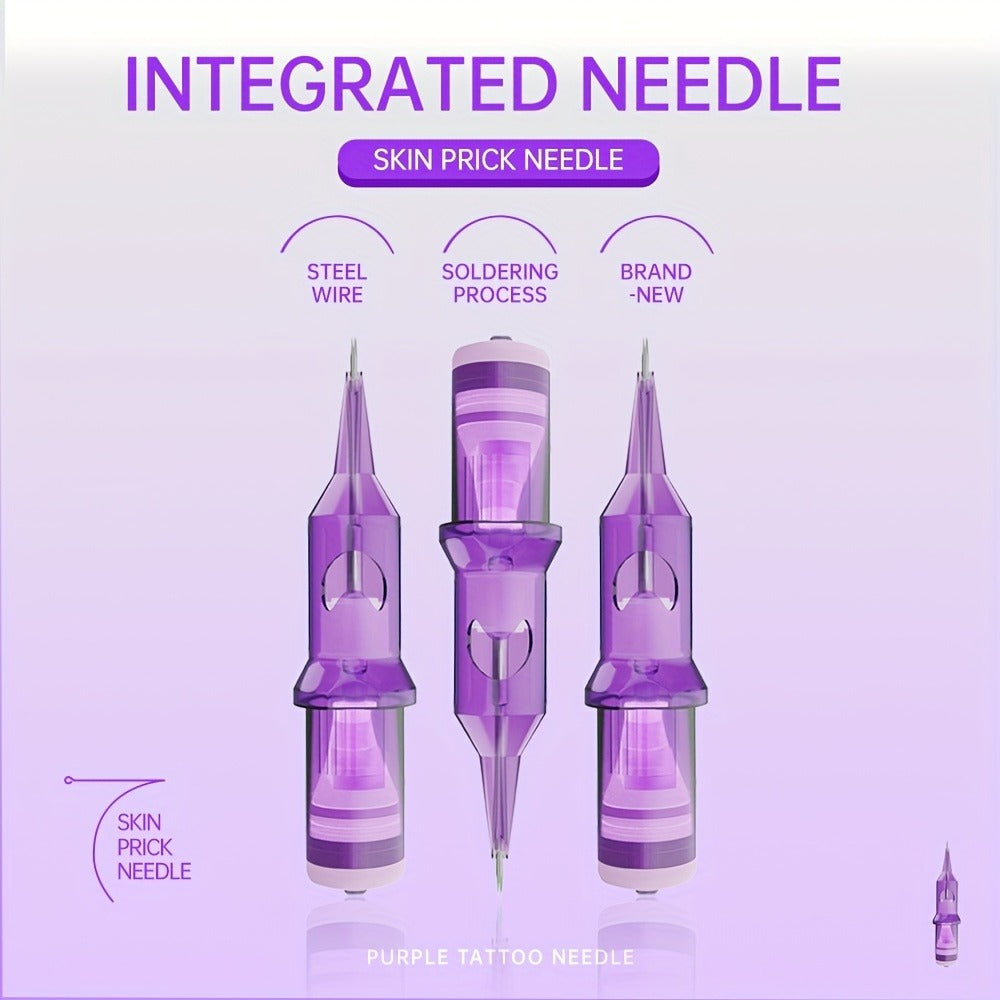 Tattoo Cartridge Needles Purple RL RS RM M1 Mixed Sizes - Tuffking Professional Disposable Liner Shader Magnum Needles for Tattoo Artists & Beginners 30 50pcs