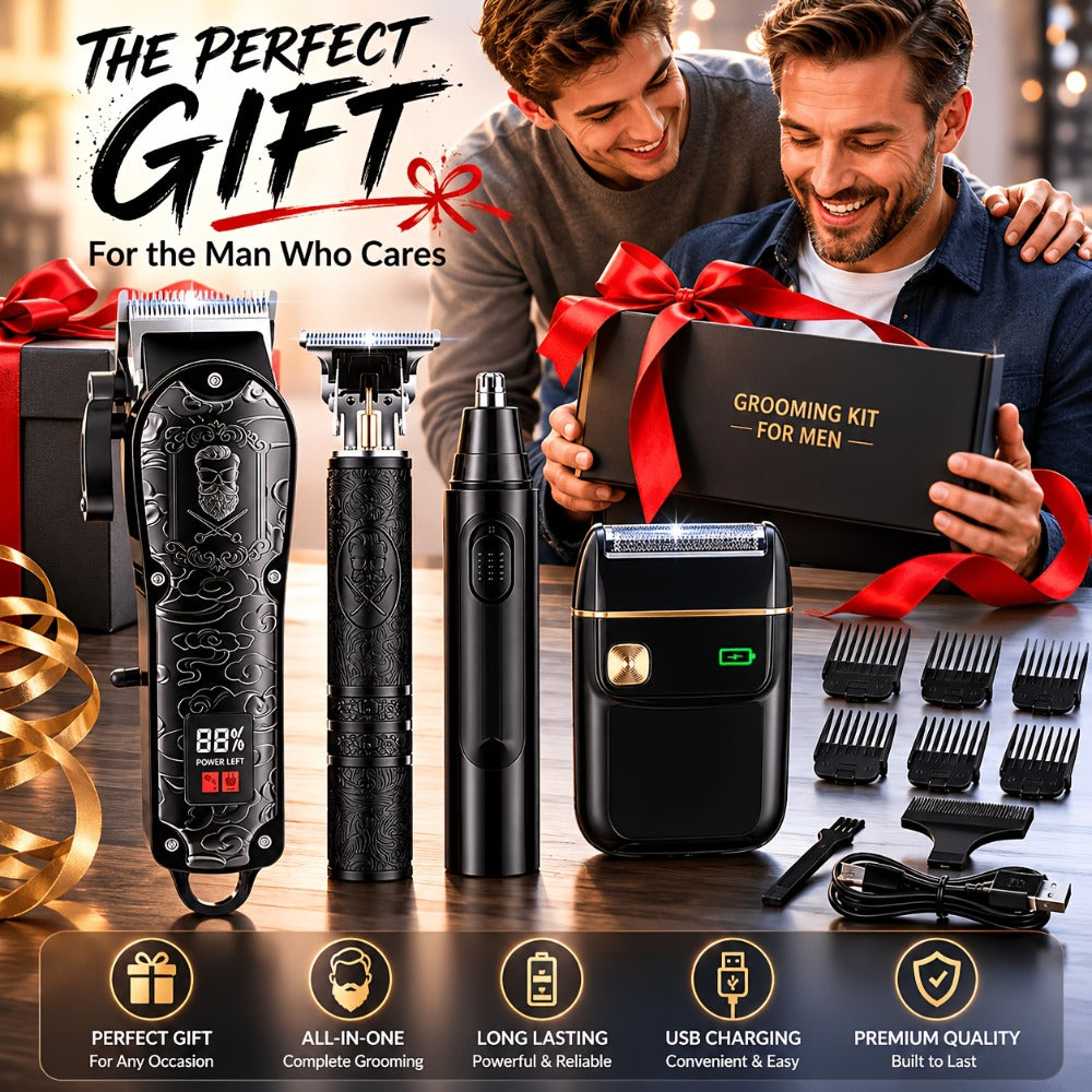 2/4 Piece Men's Grooming Set: Hair Clipper  Electric Shaver. Supports USB Charging, Offers Cordless Portability, Features An LED Display a Precision Grooming Tool Designed Exclusively for Men. The Ideal Gift for A Father, Husband, or Boyfriend.