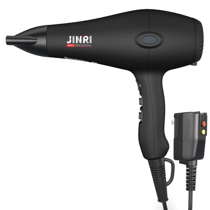 Professional Ionic Hair Dryer 1875W with Diffuser & Concentrator Attachments — Salon-Quality Blow Dryer for Curly Hair, Adjustable Cord, US Plug, Black