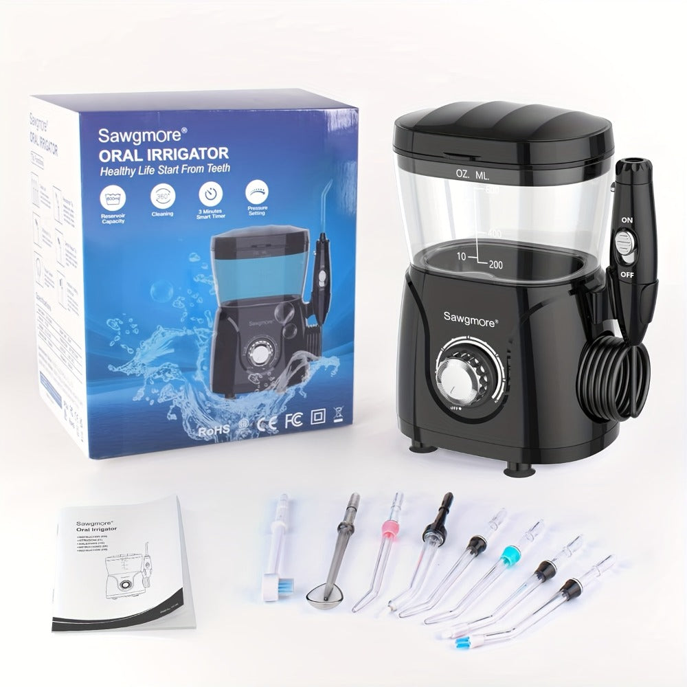 Water Flosser for Teeth & Braces 600ml Large Tank 10 Adjustable Pressure Levels 8 Nozzles IPX4 Waterproof Professional Oral Irrigator Desktop Electric Dental Flosser for Adults Family Use