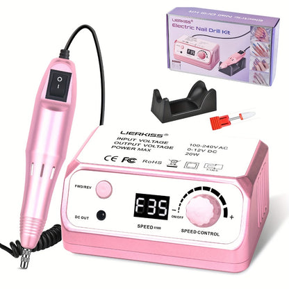 Electric Nail Drill 35000 RPM with 100 Sanding Bands and Drill Bits Kit for Acrylic Gel Nails Manicure Pedicure Salon Home Use Purple Pink Black