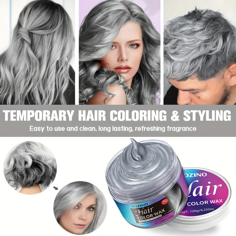 ROZINO Stylish Grey Hair 120G, Packed with Vitamins And Protein for Hair Care - Coloring, Styling, And Fixing All in One, Quickly Hides Grey Hair, Naturally Voluminous, Easily Washable, Lasting Scent for 72 Hours, with Fruity And Oceanic Fragrances