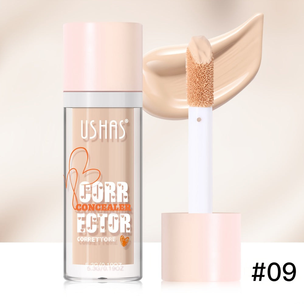 USHAS Liquid Concealer - 12 Shade Range, Full-Coverage Waterproof & Buildable Coverage, Self-Applying Applicator Brush Tip, Long-Lasting Non-Cakey Formula for Sensitive/Combination/Oily Beige - Instantly Cover Dark Circles,, Blemishes