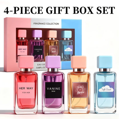 Women's Perfume Gift Set 4pcs EDP Long-Lasting Floral Fragrance Spray for Dating Parties Special Occasions 4 Scents 0.68oz Each Holiday Gift for Her
