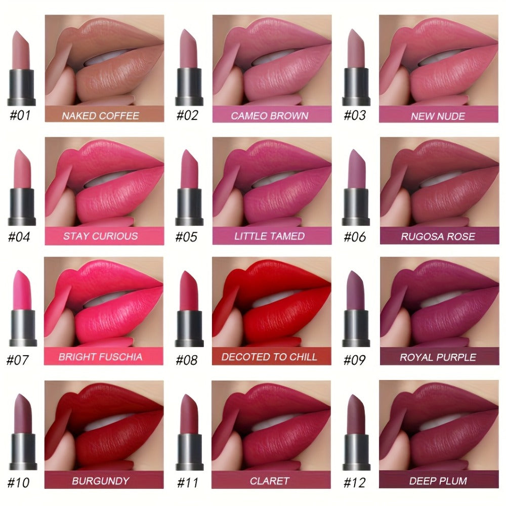 Matte Lip Gloss Set 6 Pcs - Long-Lasting Squalane Formula, Water-Resistant, Non-Sticky Lip Color for Women, Holiday Gift Set for Christmas & Valentine's Day