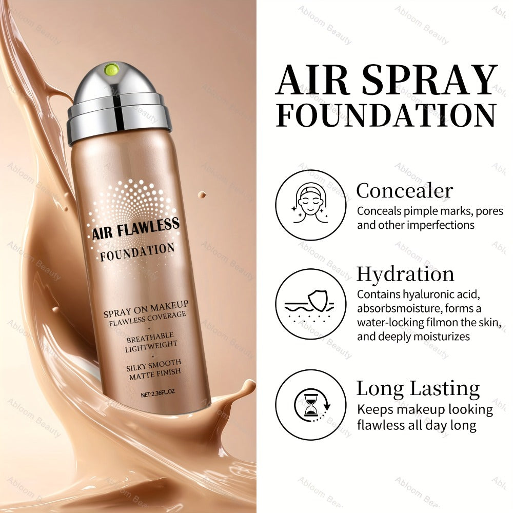 Liquid Foundation Spray - Silky Mist Magic Minerals Formula, Flawless Full Coverage Setting Spray Foundation for Mature & All Skin Types | 8 Shades from Natural to Tan | Lightweight Matte Finish