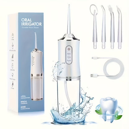 Water Flosser Electric Oral Irrigator with Precision Pressure Control, 360° Rotating Nozzle, Deep Clean Teeth & Gums, Replaceable Heads, USB Rechargeable, for Home & Travel Use