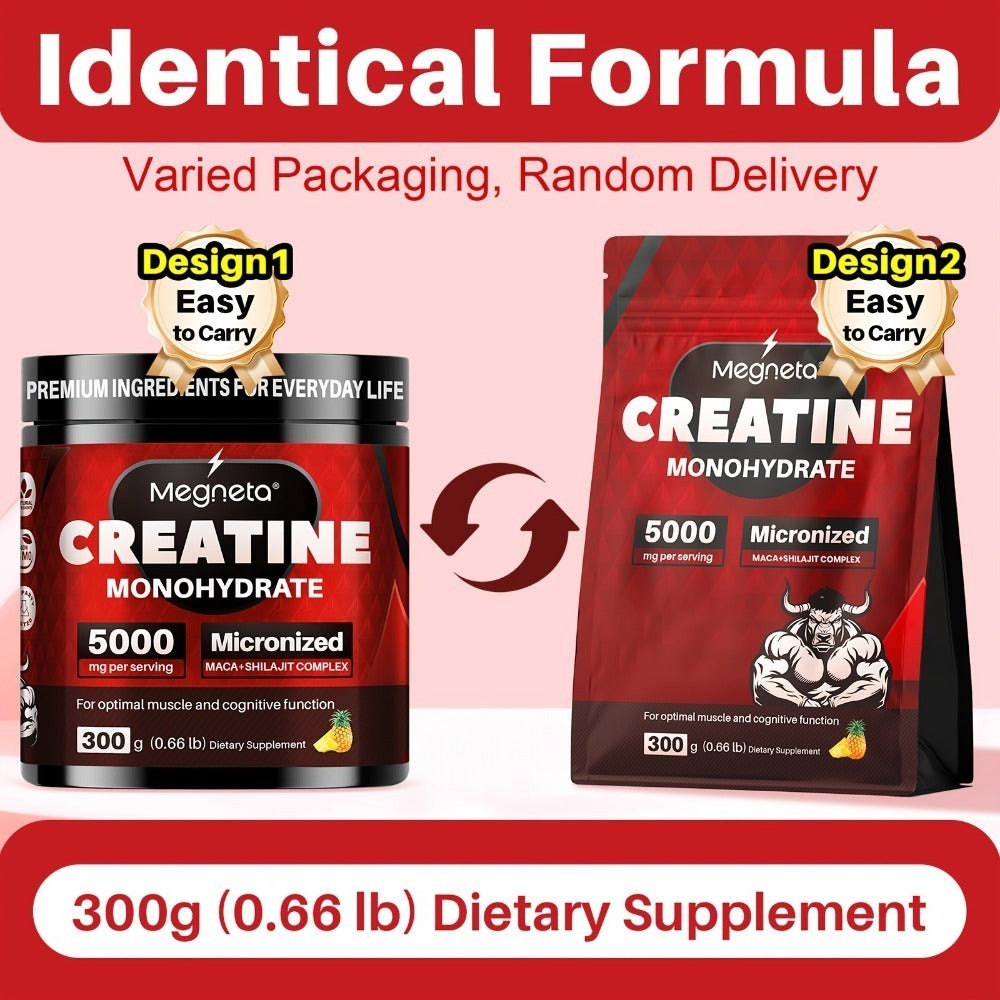 Micronized Creatine (5000 for MG Per Serv) - Energy, Muscle, Recharge, Mental Clarity - No Artificial Sweeteners & Flavors - 300 G (60 Servings)