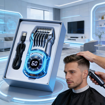 Hair Clipper Set for Men Professional Electric Beard Trimmer Rechargeable 5-Speed LED Display Hair Carving Grooming Kit Father's Day Gift