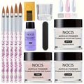 NOCIS Nail Art Kit: Clear White Pink Acrylic Powder, Liquid Monomer And Brush Set for Extensions, Carving And Manicure - Perfect Gift for