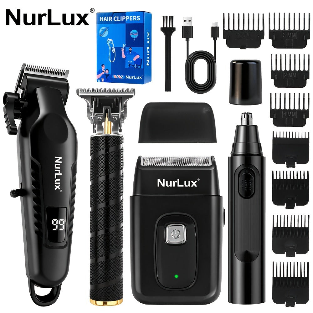 [Ideal Gift] 1/2/4Pcs Advanced Gradient Green Design Electric Grooming Kit: A Hair Clipper, Electric Shaver, Beard Trimmer, And Ear And Nose Hair Trimmer, Ideal Gift For Your Husband, Boyfriend, Father Day Gift. Just This One Set Is Enough To Get Handsome