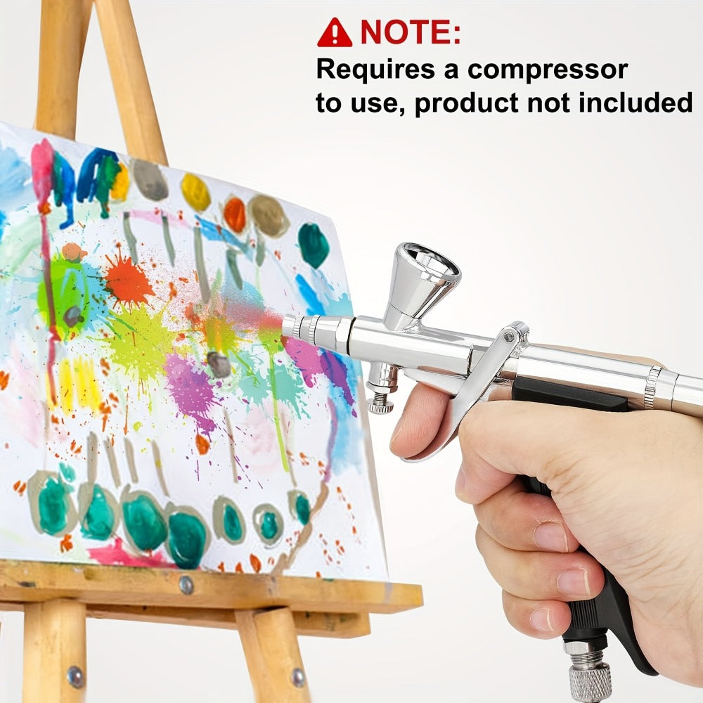 Professional Double Action Trigger Airbrush Kit with 0.3mm/0.5mm/0.8mm Needles & 2cc/5cc/13cc Paint Cups - Manual Air-Powered Spray Gun for Nail Art, Cake Decorating, Makeup, Painting - Portable, No Batteries/Electricity, Easy-Clean Design