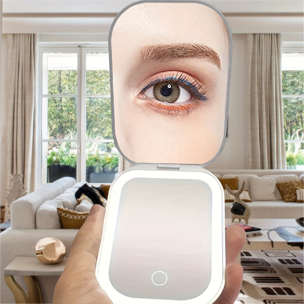 10X Travel Compact Mirror LED Magnifying Mirror With 1X/10X Magnification Small Hand Pocket Mirror, Dimmable Double Sided USB Rechargeable Touch Screen, Portable Tabletop Cosmetic, Small Lighted Mirror, Mothers Day Decorations