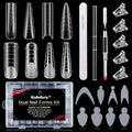 EBANKU Dual Form Kit, 192pcs Poly Gel Forms For French Nails, 96pcs Reusable Pads, 5pcs Clips, Brush Pen, Files Buffer, Extension Kit For Beginner