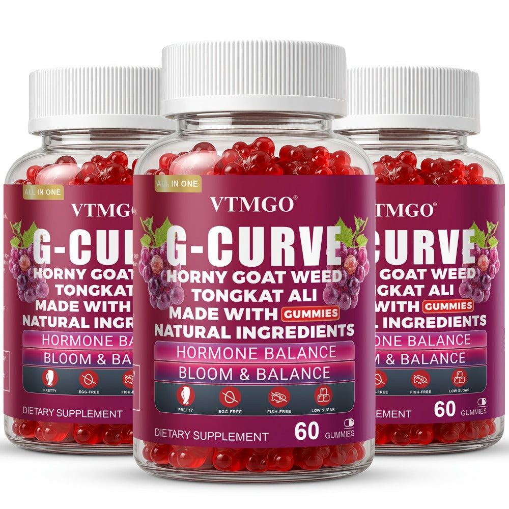 G-CURVE GUMMIES- Rounder, Volumized. Natural Botanical Blend with Maca, Saw Palmetto Berry Powder, Tribulus Terrestris Extract, L-Arginine. It Is A Gift for Women. Life - Confident, Elegant And Beautiful. Grape Flavored (60 Count) (1/2/3 Bottles)