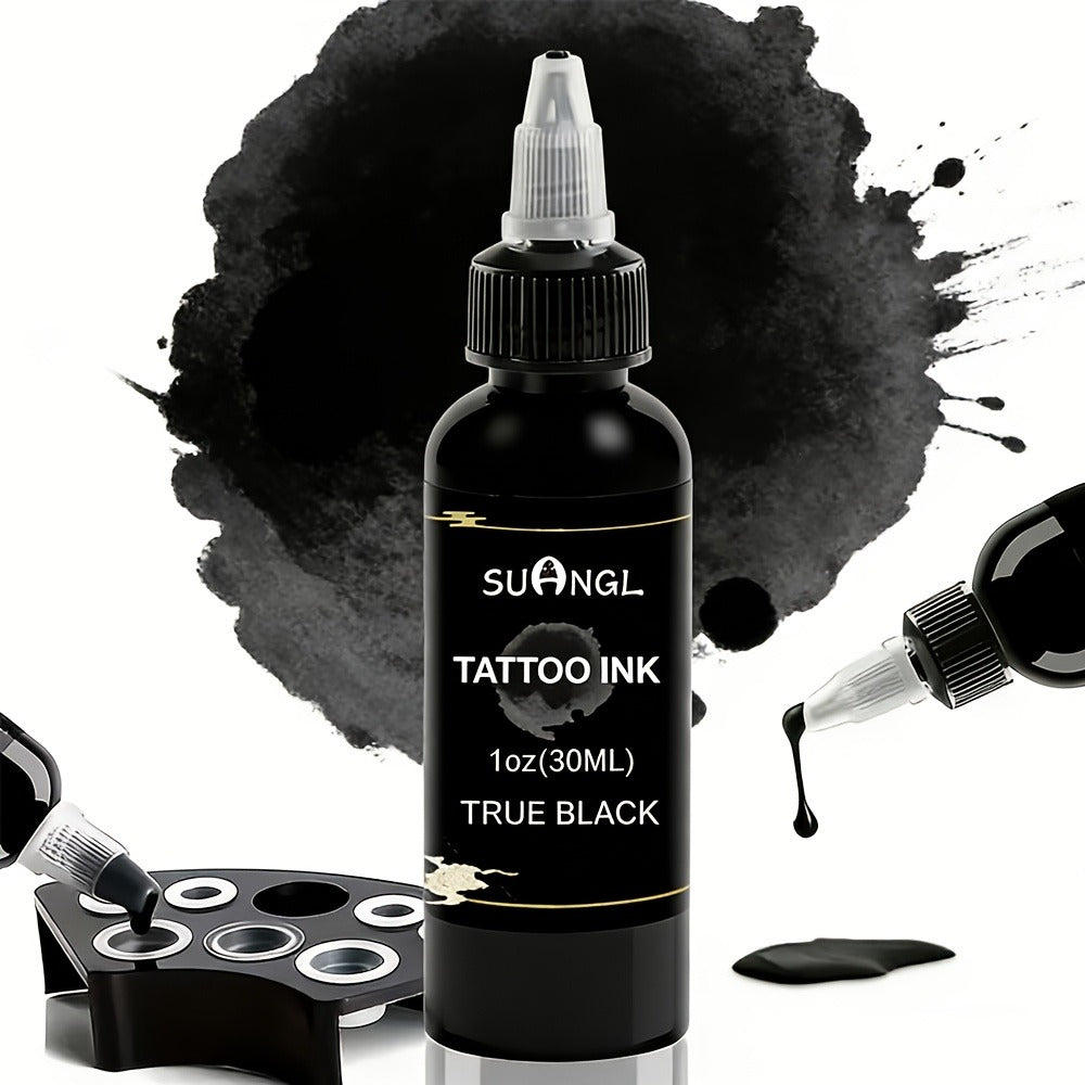 Professional Tattoo Ink Black & White 1.01oz — High Brightness Fine Particle Formula, Needle-Compatible Permanent Body Ink for Tattoo Machines, Studios & Hobbyists