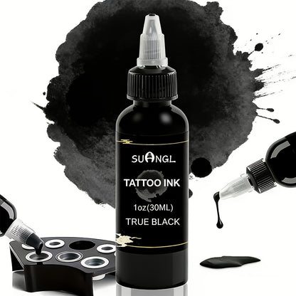 Professional Tattoo Ink Black & White 1.01oz — High Brightness Fine Particle Formula, Needle-Compatible Permanent Body Ink for Tattoo Machines, Studios & Hobbyists