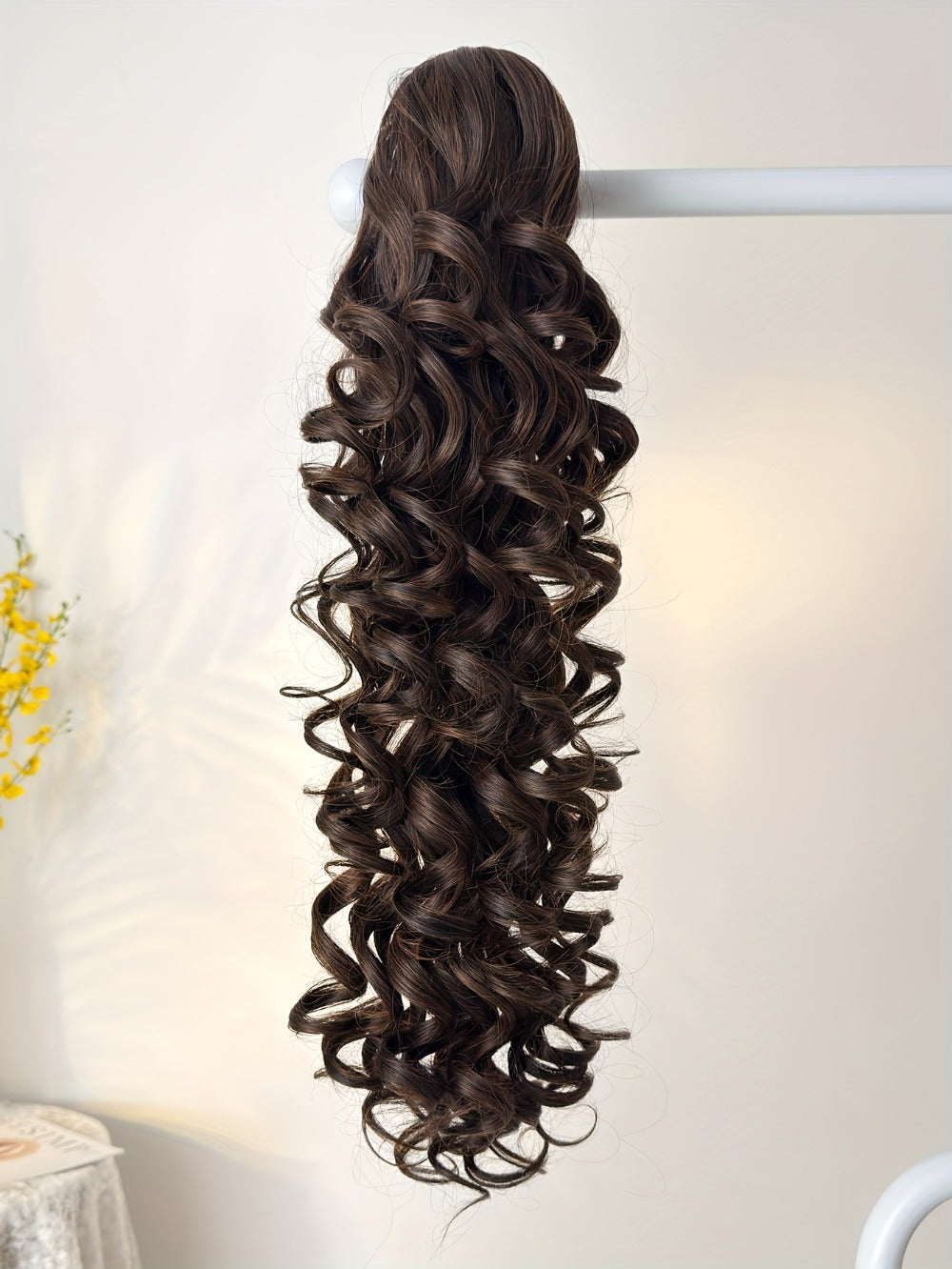 Ponytail Extension Curly 28 Inch Long — Heat Resistant Synthetic Clip In Wrap Around Hairpiece, Voluminous Bouncy Curls for Women Everyday Wear Parties Festivals