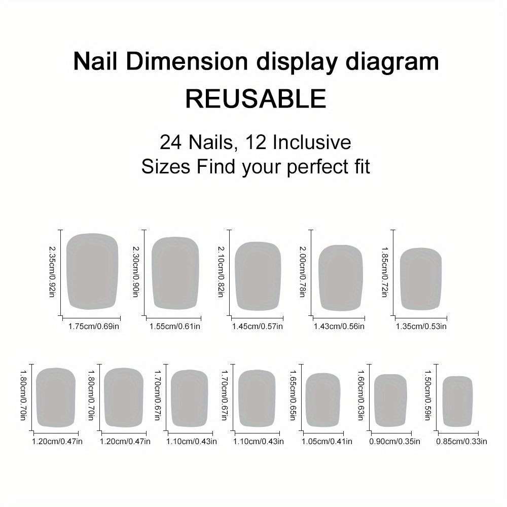 96 Pcs Black Press on Nails Short Square - Cute Summer Fake Nails Glossy False Nails Press ons Full Cover Nail Tips with Ice Cracks Design Acrylic Nail Kit Stick on Nails for Women